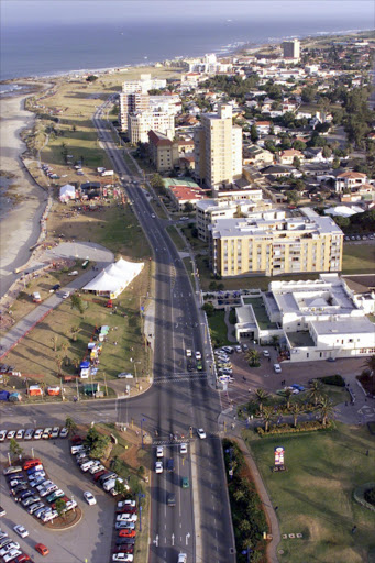 An aerial view of the Port Elizabeth city and the beachfront.
