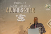 Acting Cricket South Africa chief executive Thabang Moroe speaks during the CSA Awards breakfast at Inanda Polo Club on June 02, 2018 in Johannesburg, South Africa. Moroe and his governing Board of Directors are faced with a tough task of finalizing the T20 Global League (T20GL) standoff with franchise owners.