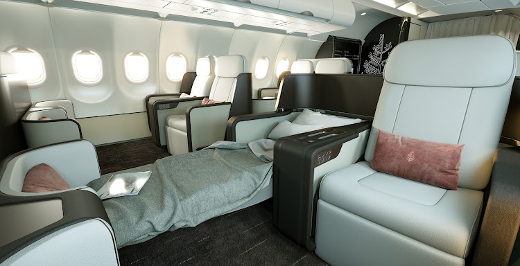 Four Seasons Private Jet flatbed seat.