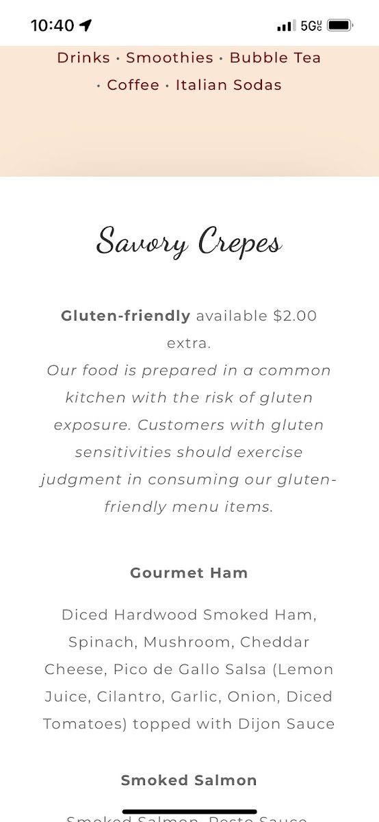 Jewel Box Cafe gluten-free menu