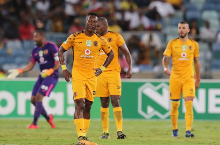 Philani Zulu of Kaizer Chiefs reacts to the second goal during the Nedbank Cup Semi Final match against Free State Stars at Moses Mabhida Stadium on April 21, 2018 in Durban, South Africa.
