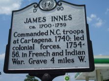 Commanded N.C. troops at Cartagena, 1740; led colonial forces, 1754-56, in French and Indian War. Grave 4 miles W.Plaque via North Carolina Highway Historical Marker Program, and is used with...