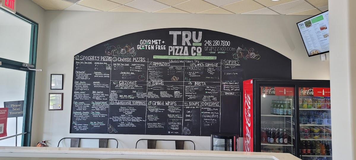 Tru Pizza Co gluten-free menu