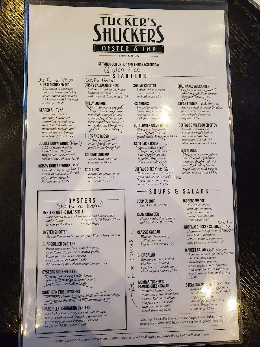 Gluten Free Menu