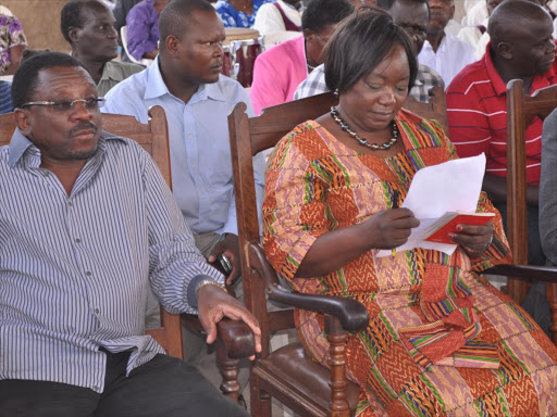 Siaya Senator James Orengo with area Women Representative Christine Ombaka during a Church Service at St. Stephens ACK in Kisumu. PHOTO/FILE