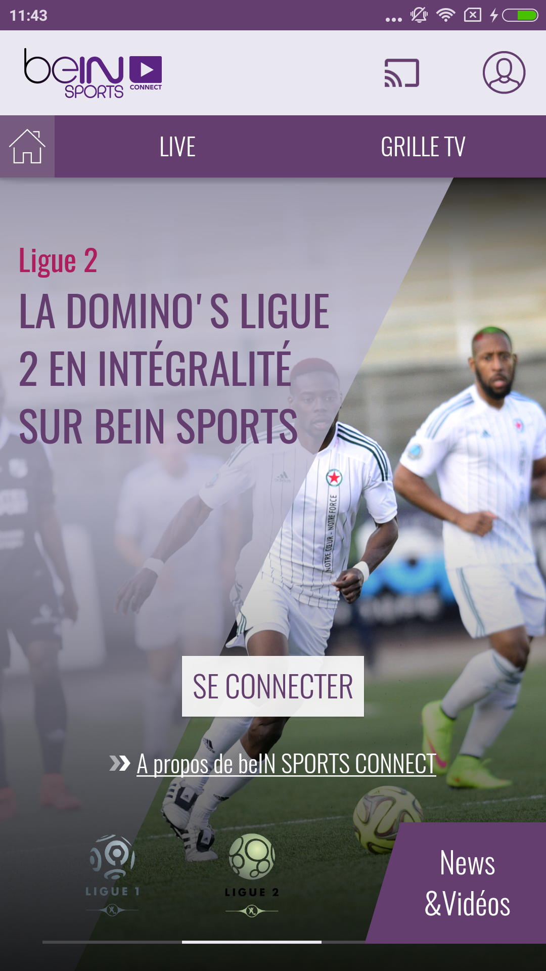 Android application beIN SPORTS CONNECT screenshort