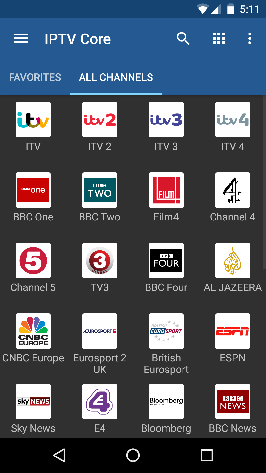 Android application IPTV Core screenshort