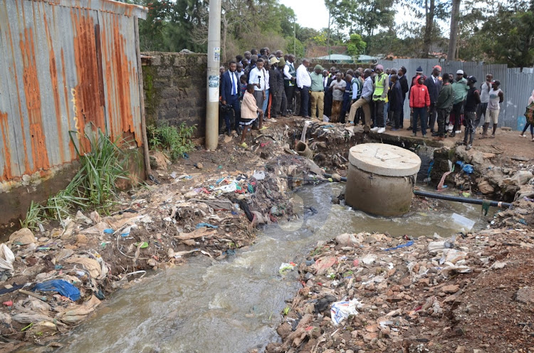 Nairobi governor Johnson Sakaja together with county officials toured parts of Kileleshwa, Kilimani and Kawagware where some of the residents were affected with floods following the heavy downpours on April 22, 2024./DOUGLAS OKIDDY