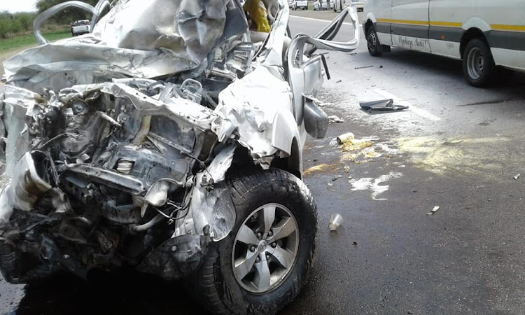 A Toyota Fortuner involved in a head-on collision with a minibus in Limpopo.