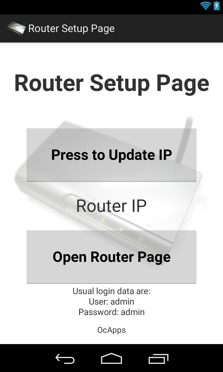 Android application Router Setup Page AdFree screenshort