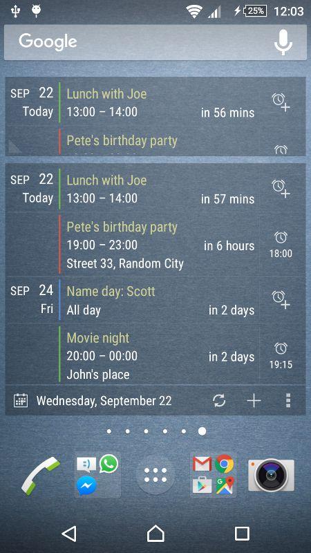 Android application Calendar Widget KEY screenshort