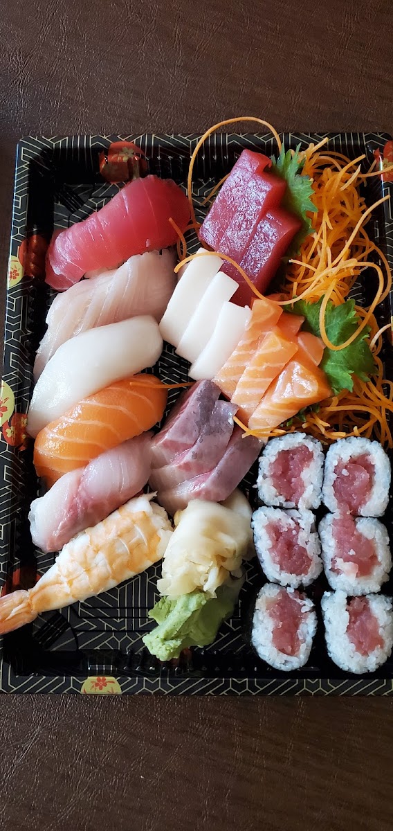 Yummy sushi sashimi combo platter made gluten free