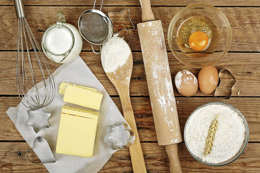 Different baking utensils to help and make the baker's job easier.