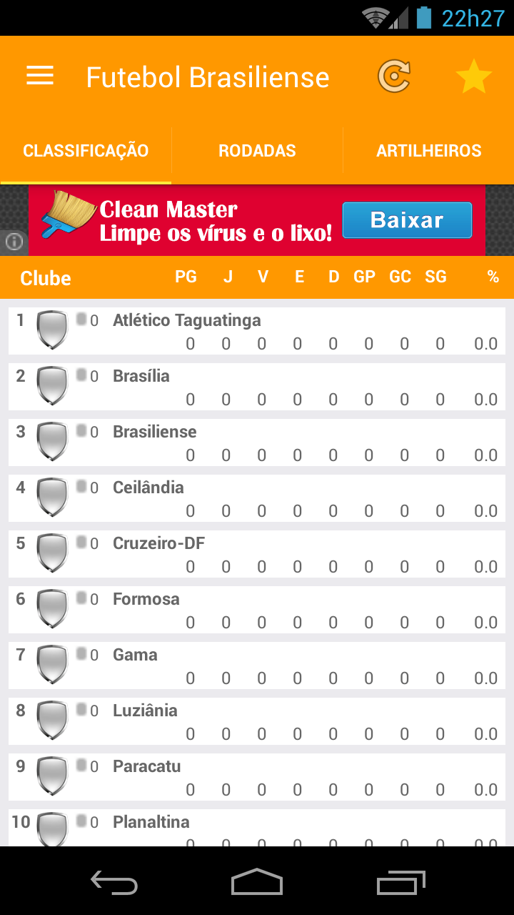 Android application Futebol Brasiliense 2016 screenshort
