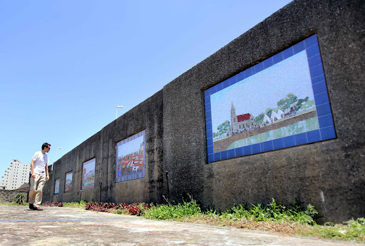 PUBLIC ART: New panels of mosaic art, depicting the story of the Eastern Cape’s German settlers, went up next to Heroes Park on the East London beachfront on Sunday Picture: MARK ANDREWS