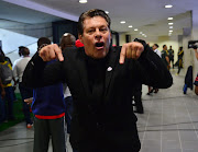 Luc Eymael, coach of Free Statet Stars celebrates during the 2018 Nedbank Cup semi final match between Kaizer Chiefs and Free State Stars at Moses Mabhida Stadium, Durban on 21 April 2018.