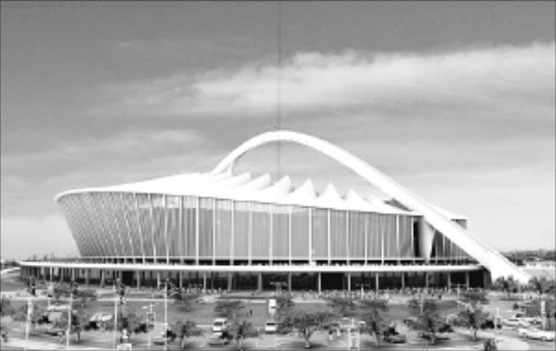 GREAT MOMENT: Moses Mabhida Stadium in Durban was opened yesterday. The stadium, with its 350m high arch was officially opened with a football match between two top KwaZulu-Natal soccer teams, AmaZulu and Maritzburg United. The stadium has 150 CCTV cameras that clearly show even the outside precincts and has the largest screen in Africa. 29/11/2009. © Unknown.