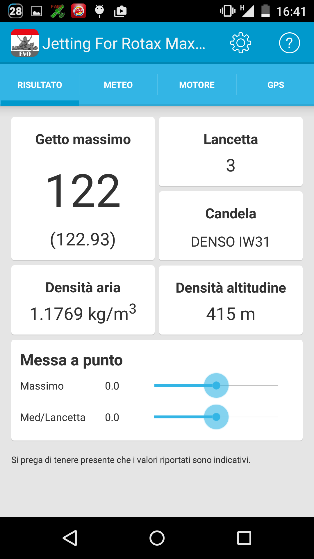 Android application Jetting for Rotax Max Evo screenshort