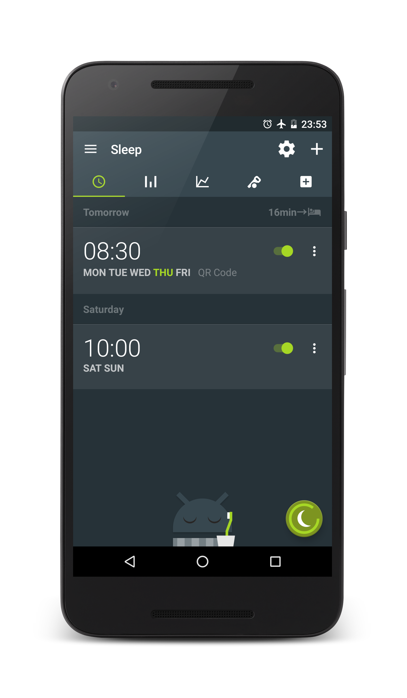 Android application Sleep as Android: Smart alarm screenshort