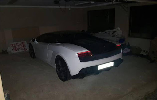 The Lamborghini found at the house of one of the OR Tambo heist suspects. Picture Credit: Supplied