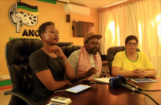 Eastern Cape ANC leadership from left are spokeswoman Stella Ndabeni-Abrahams, secretary Lulama Ngcukayithobi and deputy secretary Helen Sauls-August during a press conference at Calata House this afternoon Picture: SINO MAJANGAZA