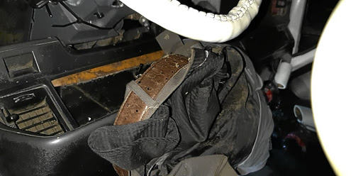 Rapist taxi driver's pants found in his taxi after he was caught in the act.