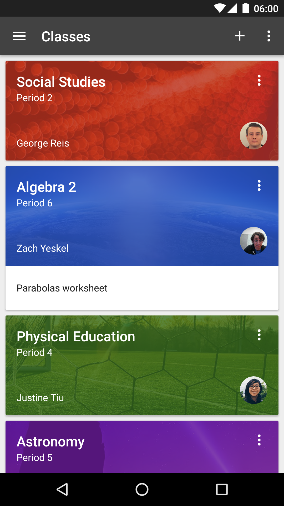 Android application Google Classroom screenshort