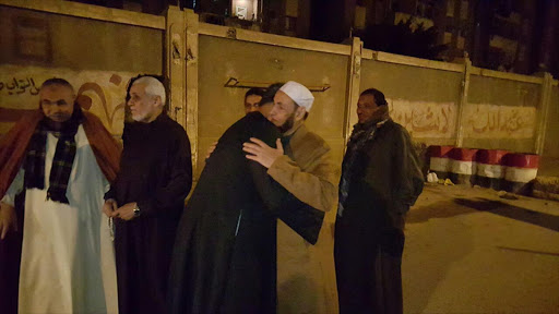 Sheikh Bassiouni at the time of release from the police station in Egypt...