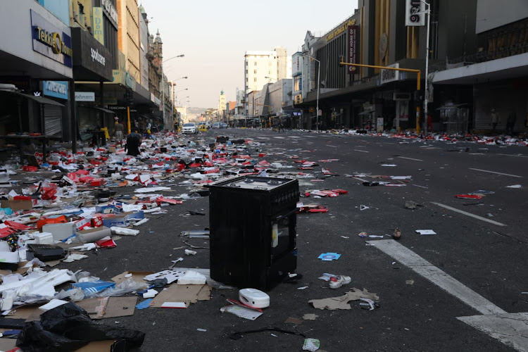 The Durban CBD after a long day of looting.