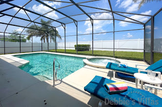 West-facing private pool and spa at this Davenport vacation villa