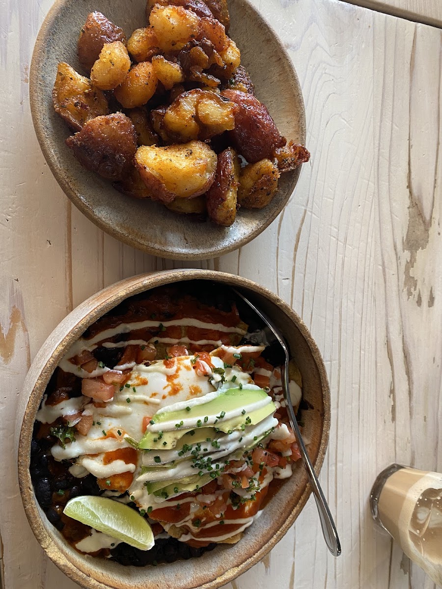 Huevos rancheros and crispy potatoes