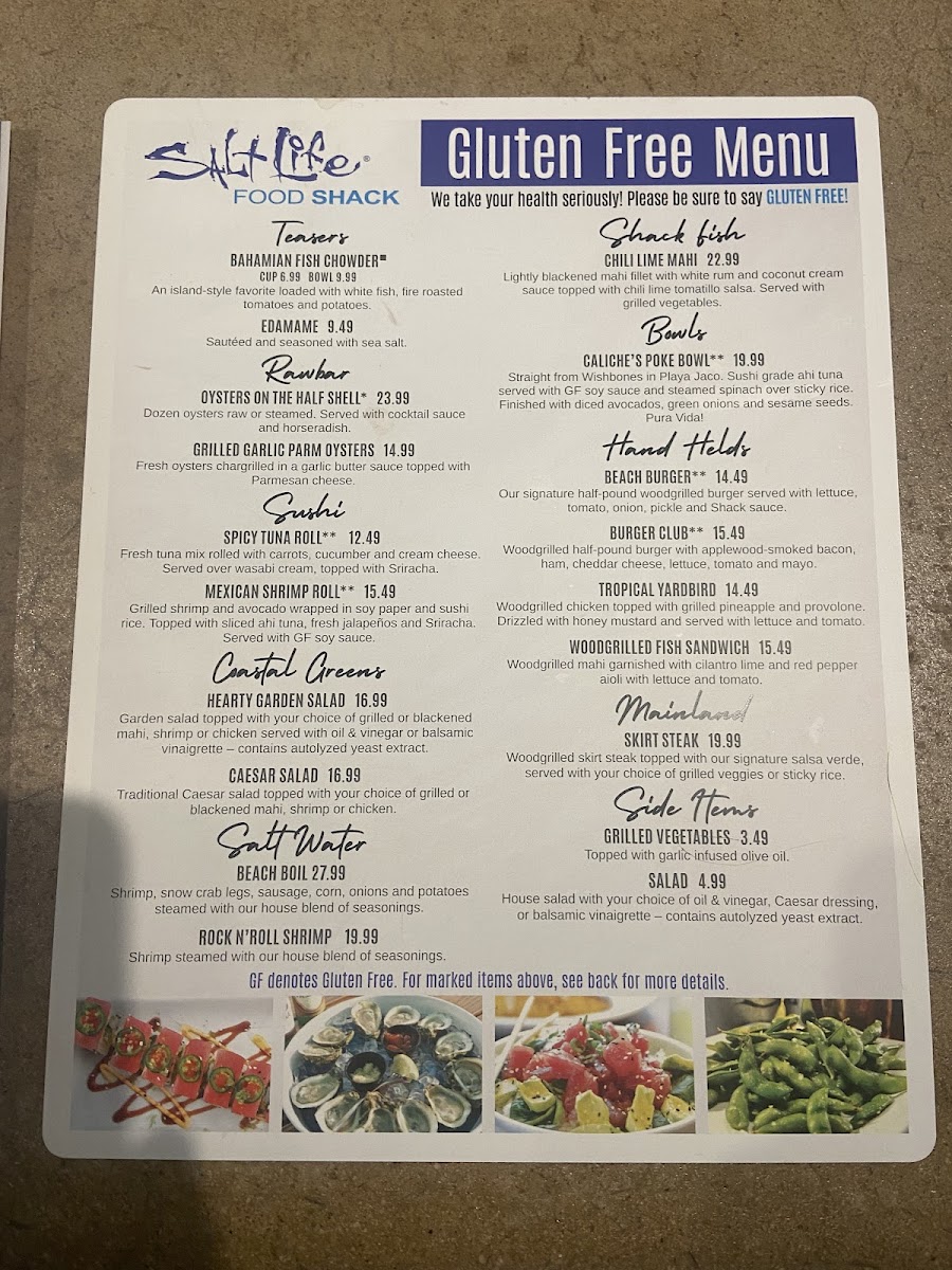 GF Menu - ask for it but still tell them Celiac!