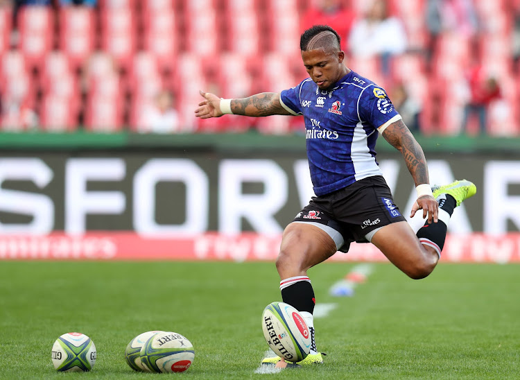 Elton Jantjies of the Lions during the2018 Super Rugby match between Lions and Brumbies at Ellis Park Stadium, Johannesburg on 19 May 2018.