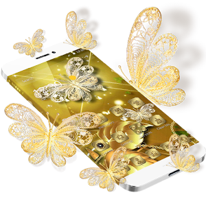 Download Luxury Gold Glitter Butterfly Theme For PC Windows and Mac
