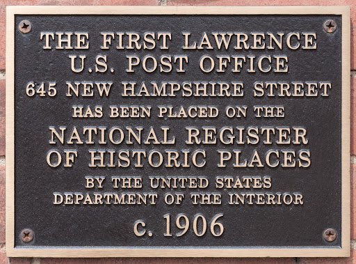 The First Lawrence U.S. Post Office 645 New Hampshire Street has been placed on the National Register of Historic Places by the United States Department of the Interior c. 1906  