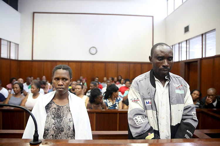 November 14, 2017. Liziwe Ngwayishe, 33, from Clairwood and Ali Yusaf, a 46 old Malawian during their appearance in the Durban Magistrate’s Court for for the murder of 10 year old Luyanda Msomi and his best friend, Njabulo Mankayi.