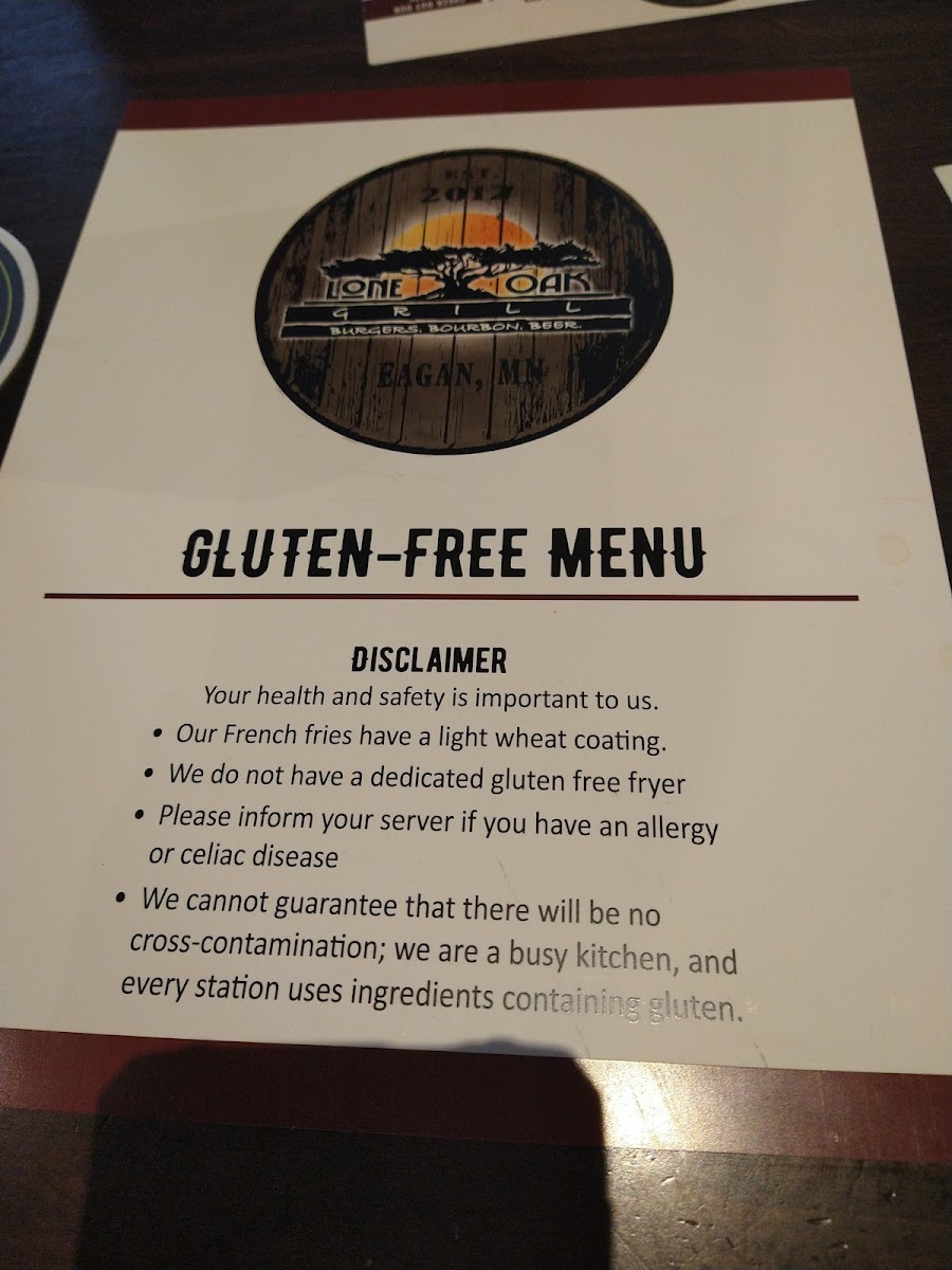 2024 menu with fryer info