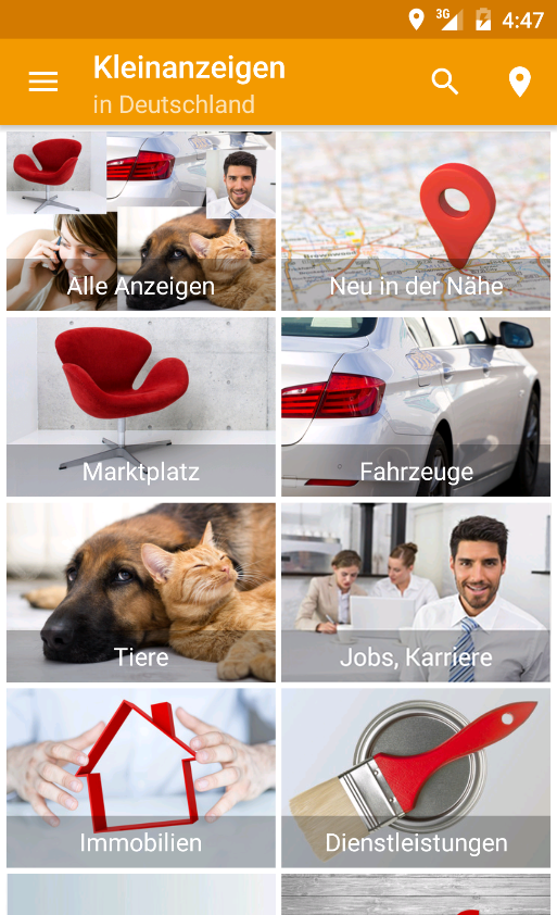 Android application markt.de Kleinanzeigen screenshort