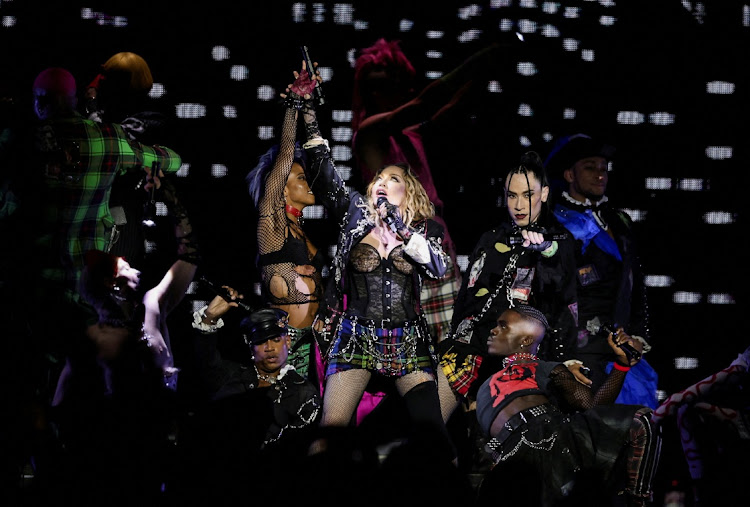 Madonna performs during a concert at the Copacabana beach in Rio de Janeiro, Brazil, on May 4 2024.