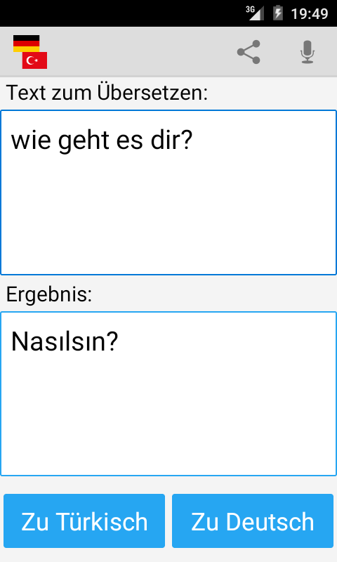 Android application German Turkish Translator screenshort