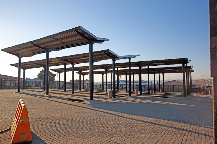 An empty taxi rank in Tembisa as the taxi industry embarks on a shutdown on June 22 2020 in Gauteng after a stalemate between the government and industry over the Covid-19 relief package.