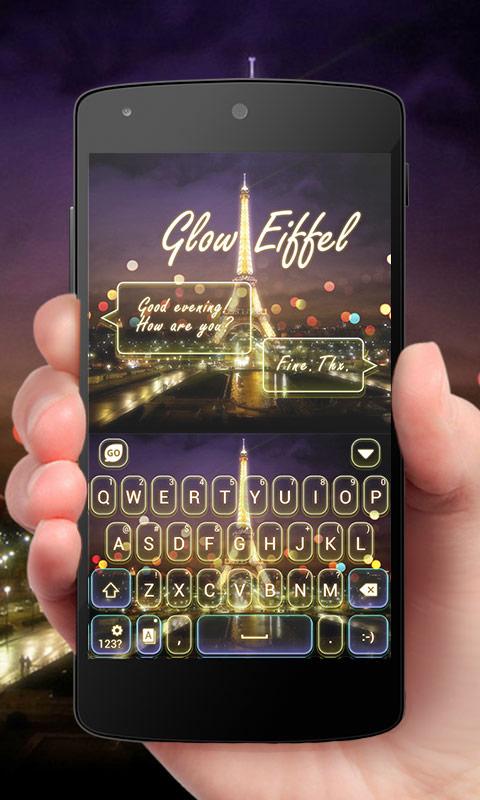 Android application Glow Eiffel GO Keyboard Theme screenshort