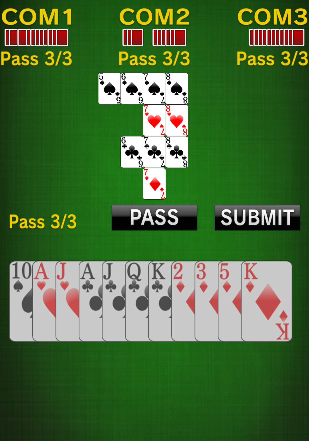 Android application sevens [card game] screenshort