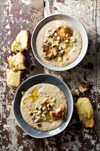 Cauliflower cheese soup with toasted hazelnuts A soupy take on one of everyone's favourite baked vegetable side dishes.