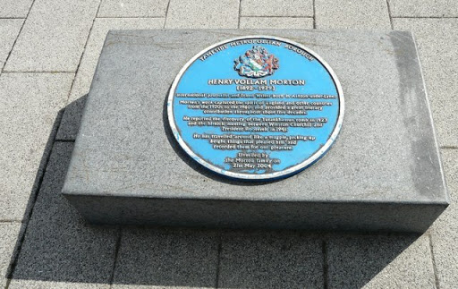 This blue plaque in memory of Henry Vollam Morton was unveiled in 2004 but relocated in 2009 following the demolition of properties around Henry Square as part of the St Petersfield development...