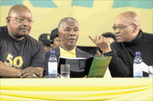 WERE OVER-RULED: Mosiuoa Lekota, Thabo Mbeki and Jacob Zuma at the ANC's 2005 national general council at the University of Pretoria. Photo: Thembinkosi Dwayisa