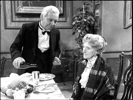 Freddie Frinton and May Warden in ‘Dinner for One’, filmed in 1963.