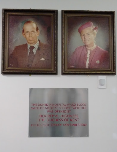 Found in the foyer of Dunedin Public Hospital Transcription:The Dunedin Hospital Ward Block with its Medical School facilities was opened by Her Royal Highness the Duchess of Kent on the 10th day...