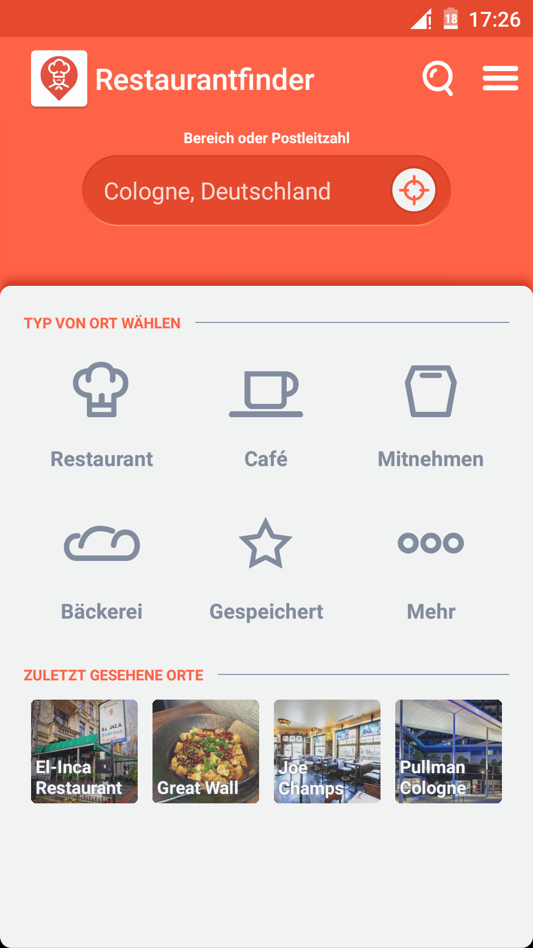 Android application Restaurant Finder screenshort
