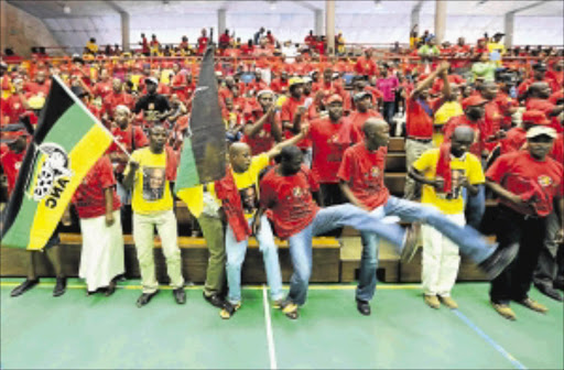 File pic: NUM members sing and dance at a political lecture in Rustenburg, North West. PHOTOS: MOELETSI MABE